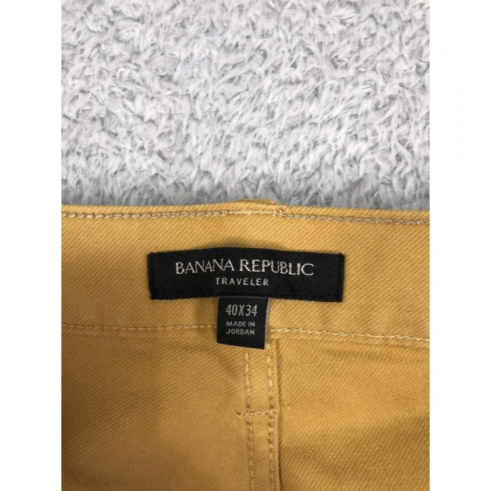 Banana Republic Pants Men 40x32 (Tag 40x34) Yellow Traveler Athletic Tapered Fit
